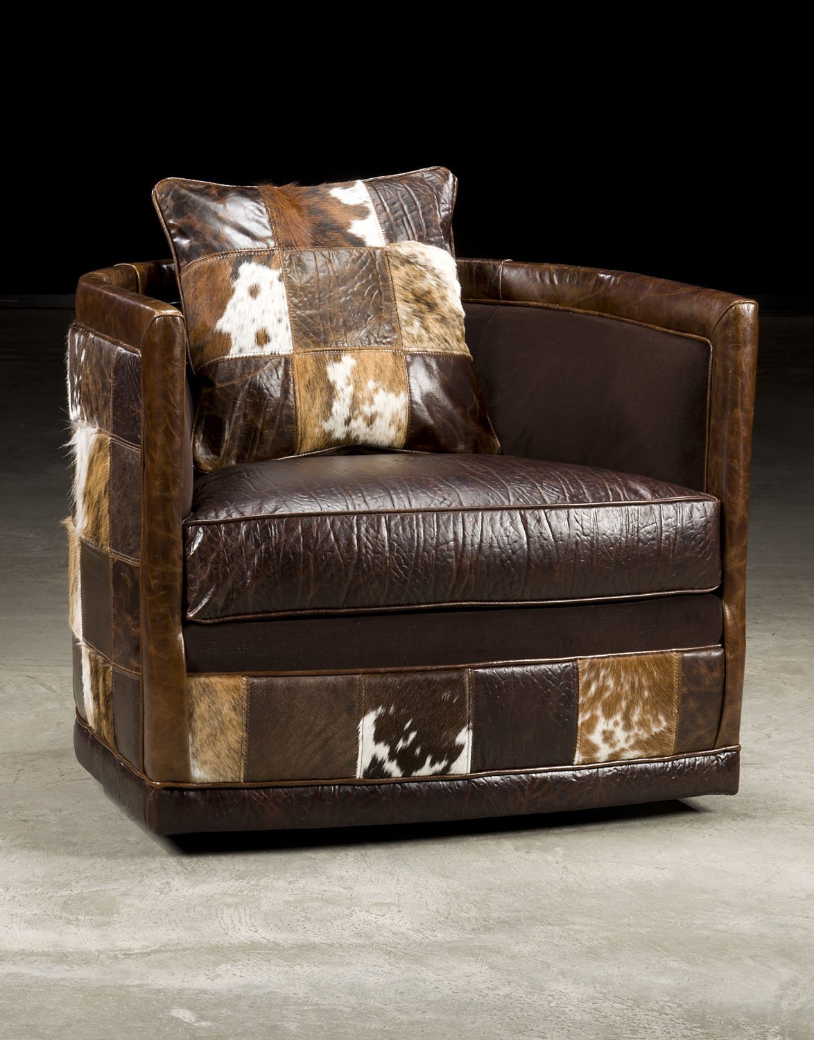 Swivel Leather Patches Club Chair Aardvark Home Decor Swivel Leather Patches Club Chair